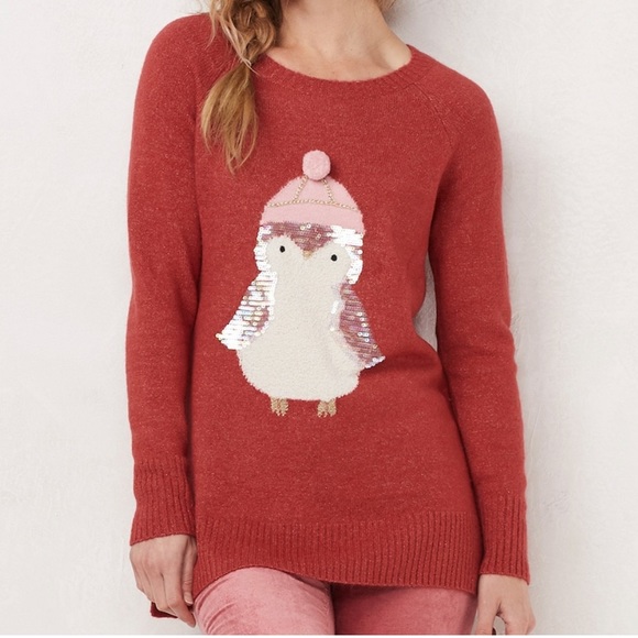 LC Lauren Conrad Sweaters - NWT LC LAUREN CONRAD TUNIC SEQUINS PENGUIN SWEATER